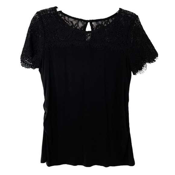 Skies Are Blue Maternity Short Sleeve Top Black - Picture 1 of 10